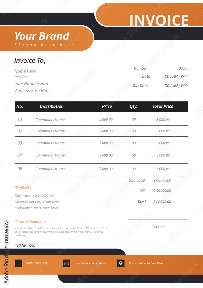 Creative and modern invoice design vector template . 