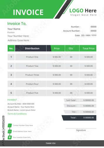Modern and professional invoice template design 