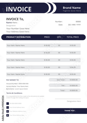 Creative modern invoice design template .