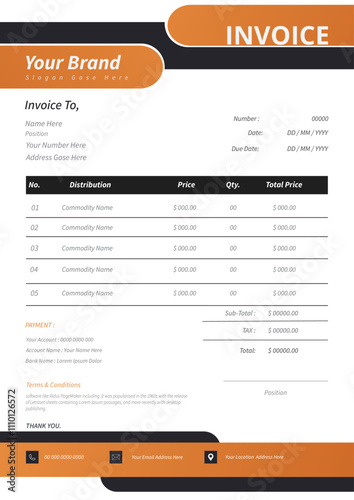 Creative and modern invoice design vector template . 