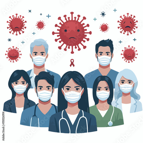 People with medical face mask coronavirus vector image  icon  on a white background photo