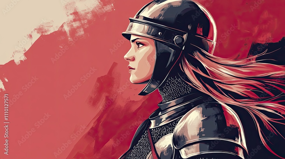 A Female Knight in Medieval Armor Profile A Female Knight in Medieval Armor Profile