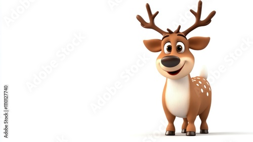cute 3d cartoon reindeer isolated on white background