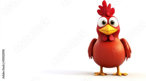 cute 3d cartoon chicken isolated on white