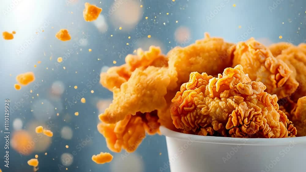 Crispy fried chicken in a cup, surrounded by sparkles, perfect for food lovers and culinary marketing. Tempting and delicious. Crispy fried chicken in a cup, surrounded by sparkles, perfect for food lovers and culinary marketing. Tempting and delicious.