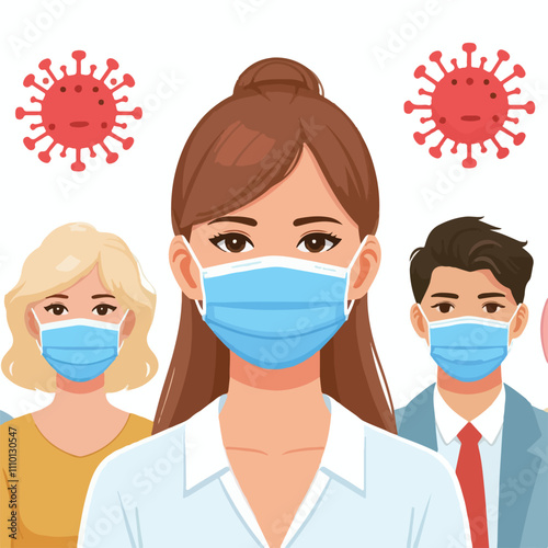 People with medical face mask coronavirus vector image  icon  on a white background