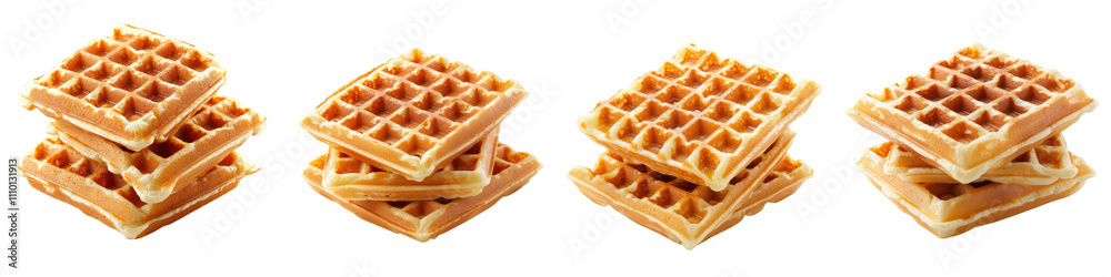 Waffles isolated on a white background. Collection PNG. Waffles isolated on a white background. Collection PNG.