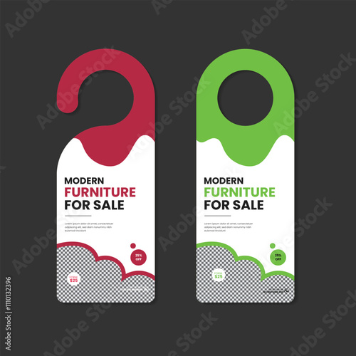 Elegant and modern furniture sales door hanger template with two concept variations