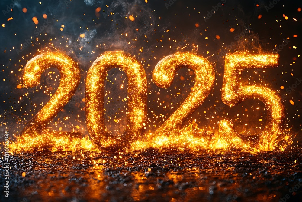 2025 Number Made of Flames. 2025 Number Made of Flames.