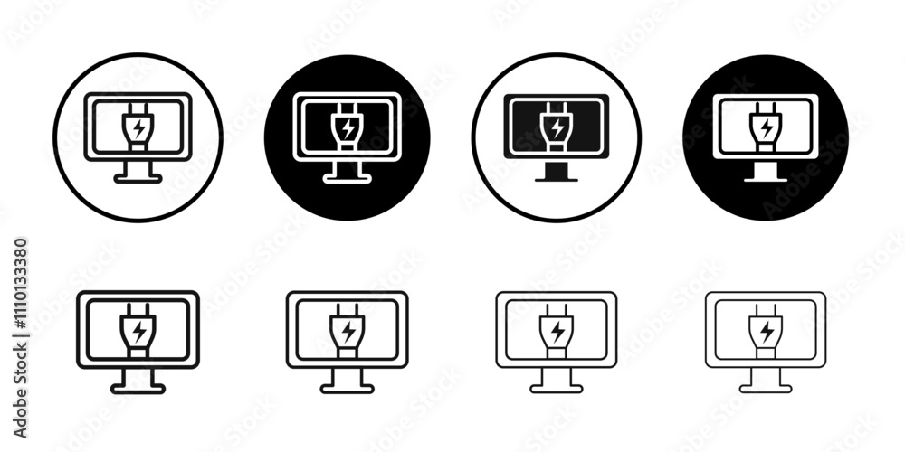 Electric Computer icon Symbol mark in filled style Electric Computer icon Symbol mark in filled style