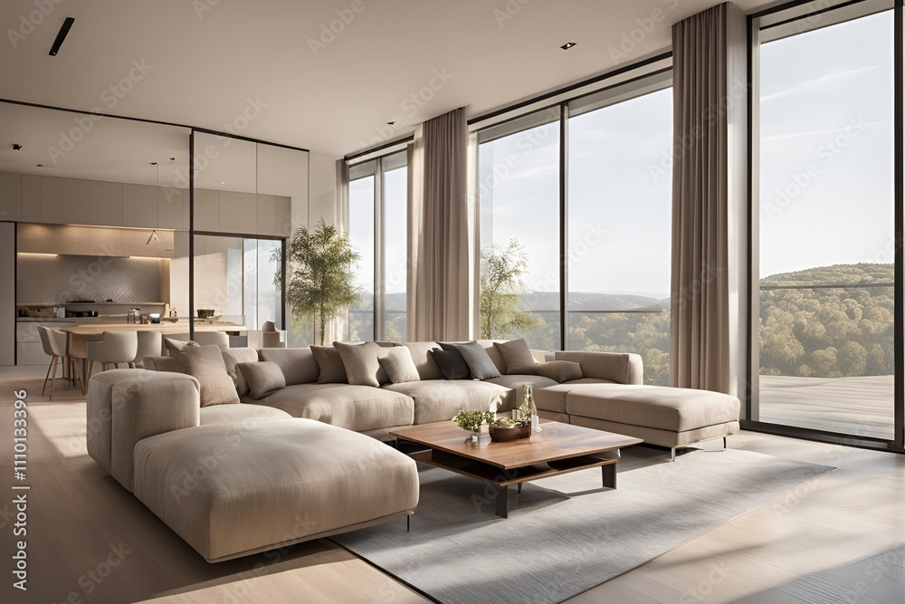 Modern Living Room with Minimalist Design and modern comfortable interior Modern Living Room with Minimalist Design and modern comfortable interior