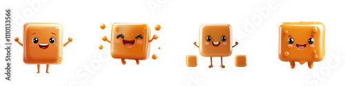 Cartoon character of caramel candies isolated on a white background. Collection PNG.