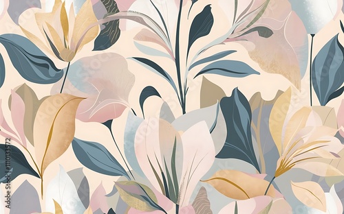 Seamless light colours floral abstract wallpaper pattern background