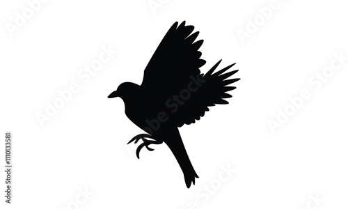 Flying Finches Bird Silhouette Design  And Vector Illustration. 