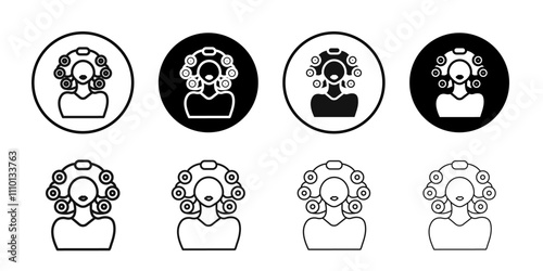 Hair roller curling icon Symbol mark in filled style