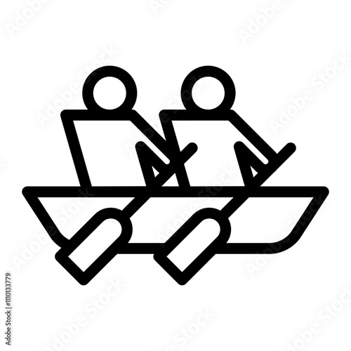 Rowing Icon in outline Style. Line Art