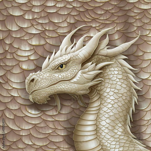 White dragon scales seamless background. Dragon scale seamless pattern. Fantasy dragon texture. Vector illustration