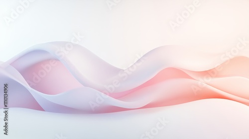 A minimalist 3D background with smooth, flowing abstract shapes in soft pastels, gracefully curving and bending