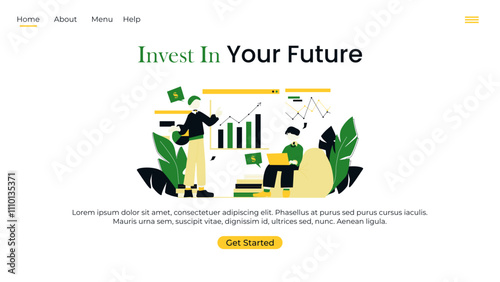 Vector web site linear art design template. Business team do data analysis using finance chart and dashboard. Landing page concepts for website and mobile development. Modern flat illustration.