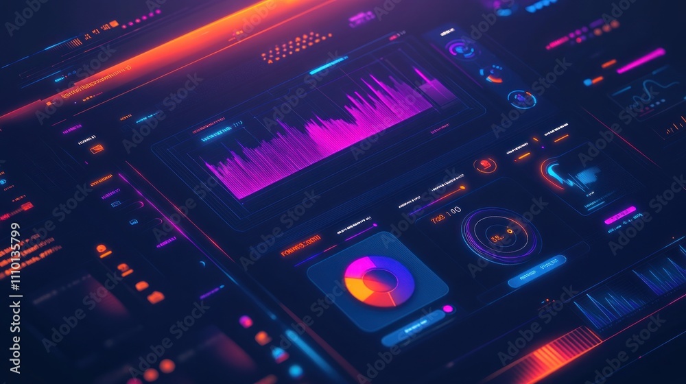 Futuristic digital dashboard displaying various data visualizations, including graphs, charts, and metrics. Futuristic digital dashboard displaying various data visualizations, including graphs, charts, and metrics.