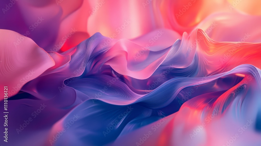 Obraz premium A smooth 3D scene with liquid-like abstract forms that flow continuously, creating a serene, hypnotic motion