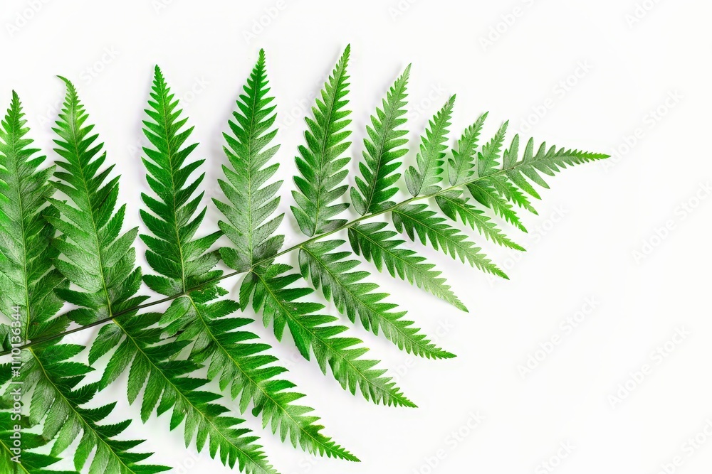 Green Fern Branch on White Background Green Fern Branch on White Background