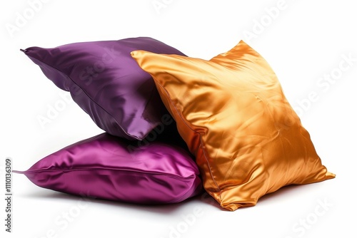 Three Satin Pillows in Purple and Gold photo