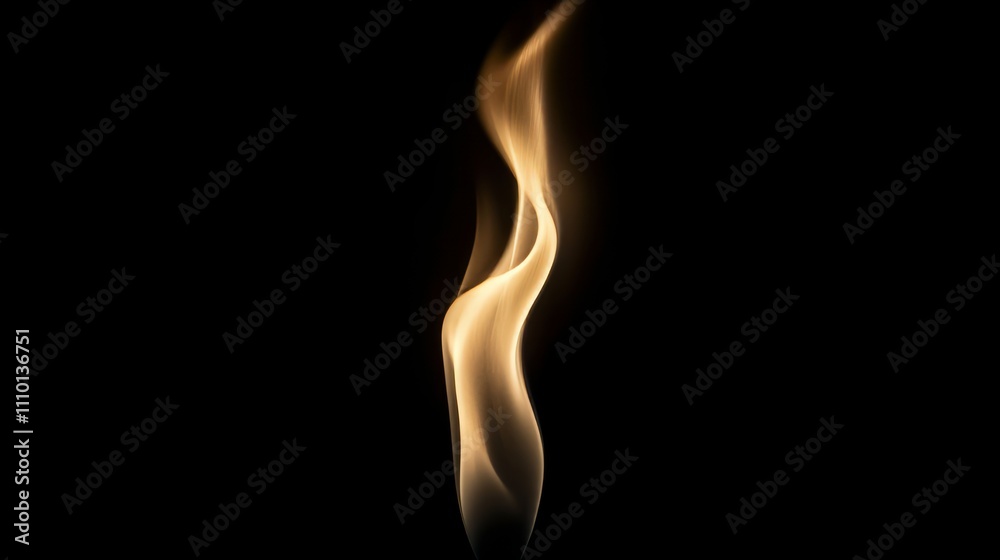 A soft, flickering flame captured in an abstract form, isolated on a black background A soft, flickering flame captured in an abstract form, isolated on a black background