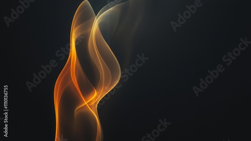 A soft, flickering flame captured in an abstract form, isolated on a black background