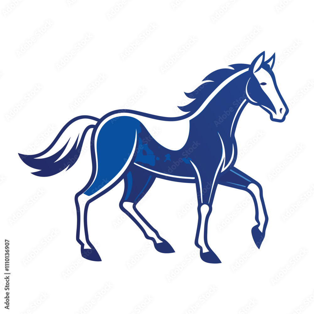 A running horse blueprint style vector A running horse blueprint style vector