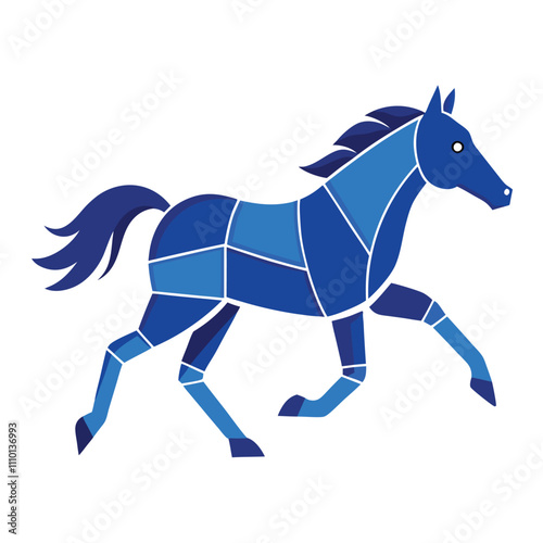 A running horse blueprint style vector 