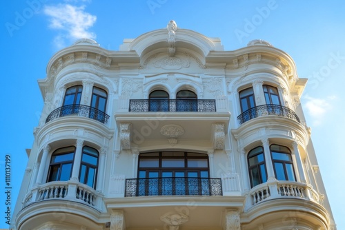 luxury apartment with modern and minimalist concept, photo from outside view, white and brown color, apartment accommodation