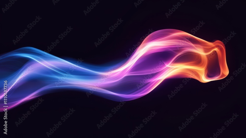 A vibrant abstract flame swirling elegantly, isolated on a black background A vibrant abstract flame swirling elegantly, isolated on a black background