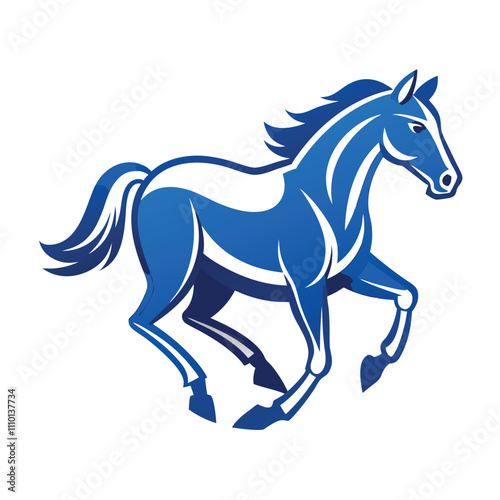 A running horse blueprint style vector 