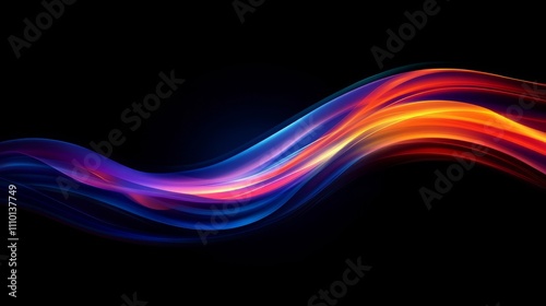 A vibrant abstract flame swirling elegantly, isolated on a black background