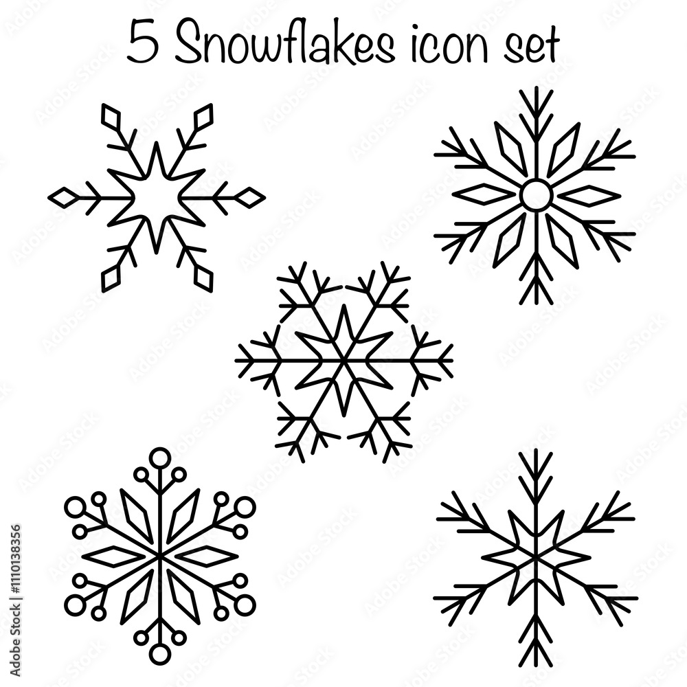 Obraz premium 5 snowflakes icon set