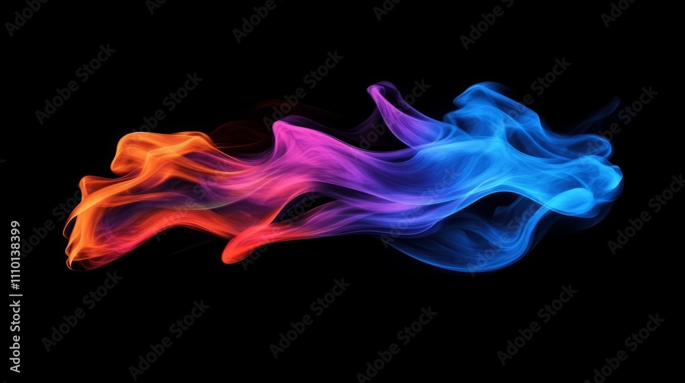 A vivid abstract flame capturing light and movement, isolated on a black background A vivid abstract flame capturing light and movement, isolated on a black background