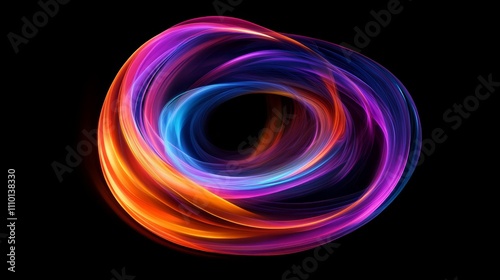 A vivid abstract flame capturing light and movement, isolated on a black background