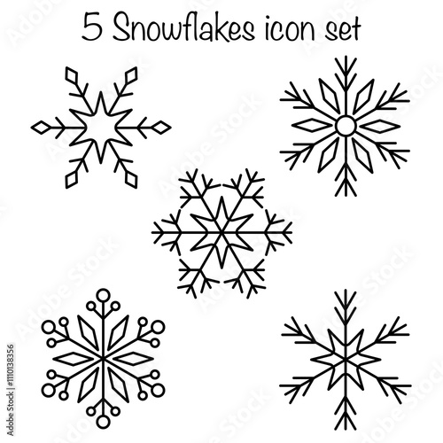5 snowflakes icon set