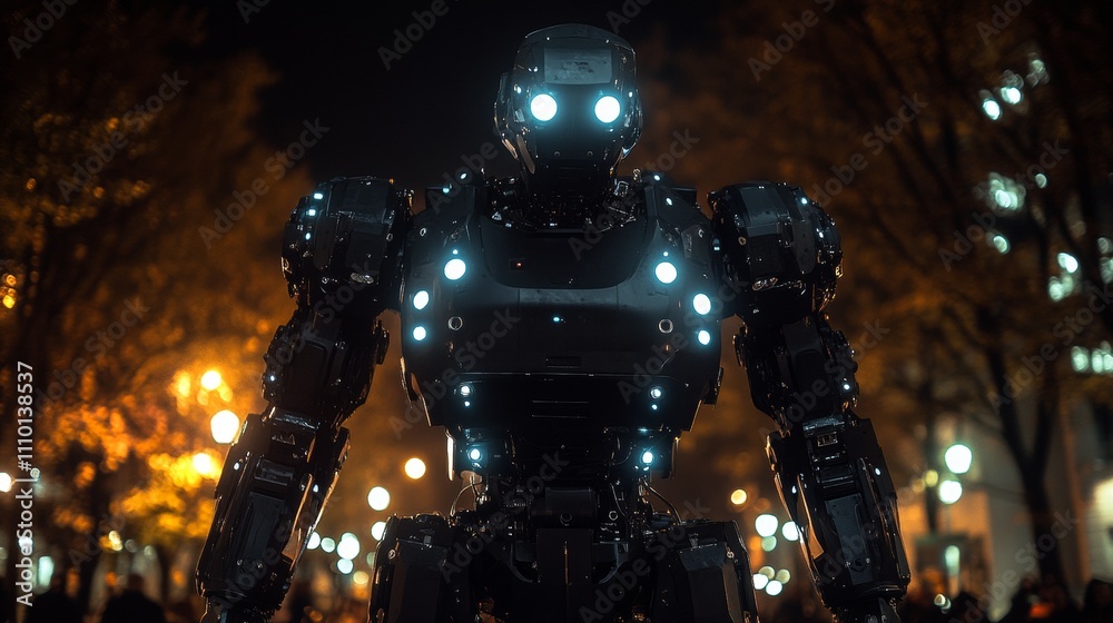 Sleek Humanoid Robot with Surveillance Gadgets Sleek Humanoid Robot with Surveillance Gadgets
