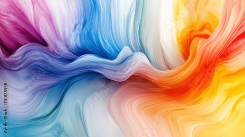 A dynamic wave of overlapping colors flowing from a central point, each color representing different identities and experiences, Representing the harmonious blend of diverse perspectives