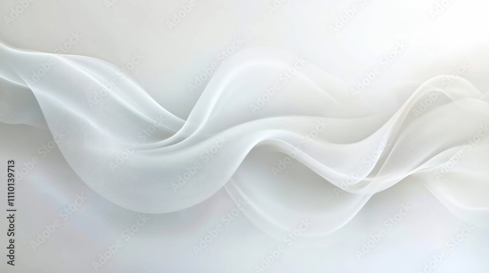 Obraz premium Abstract flowing white waves with subtle shadows, adding dimension to an all-white background