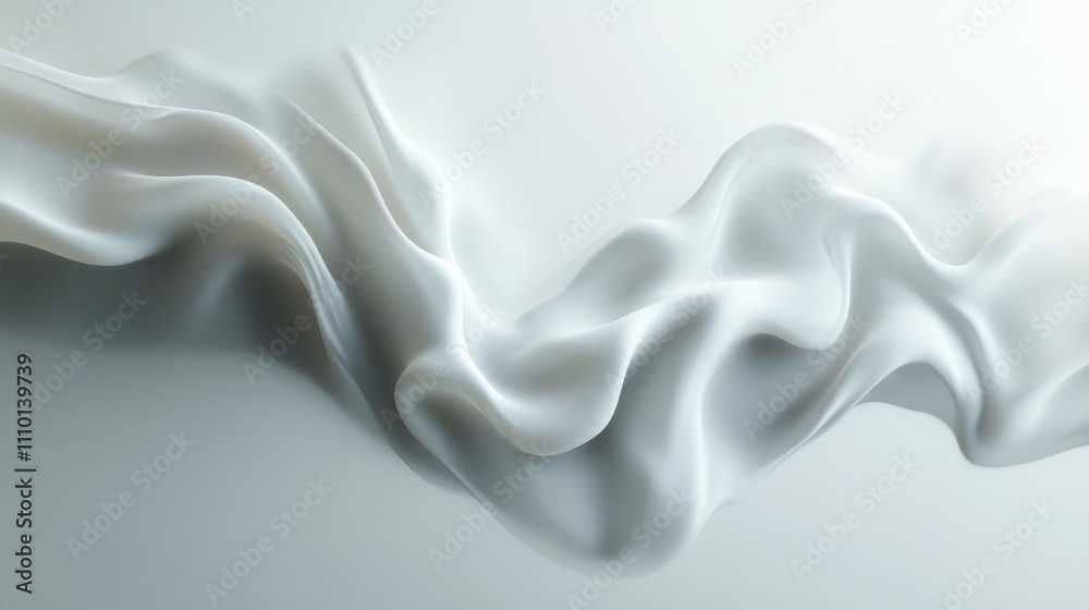 Obraz premium Abstract flowing white waves with subtle shadows, adding dimension to an all-white background