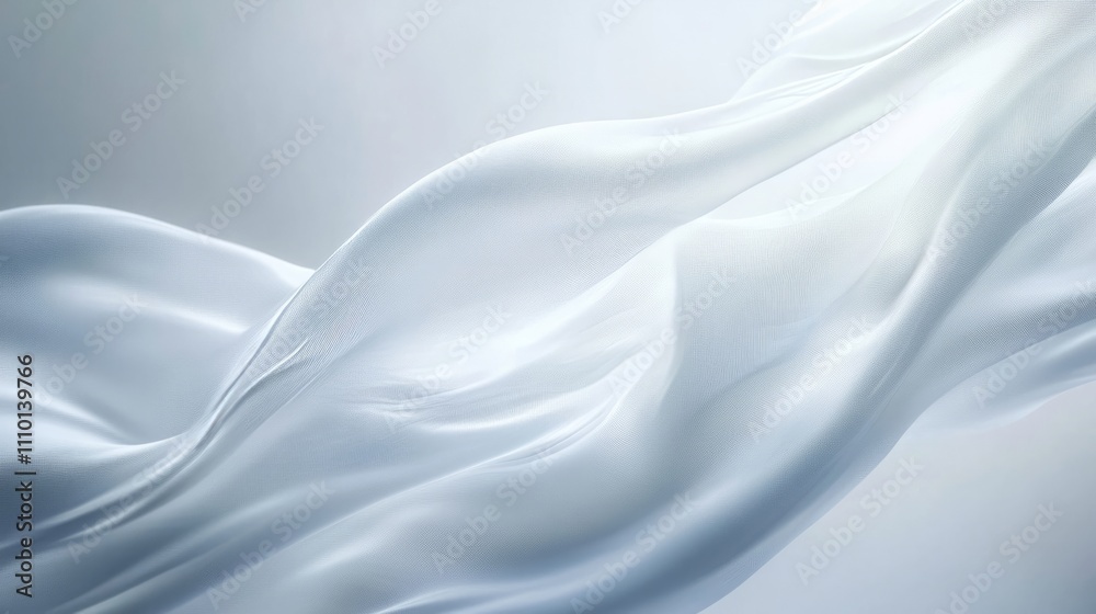 Obraz premium Abstract flowing white waves with subtle shadows, adding dimension to an all-white background