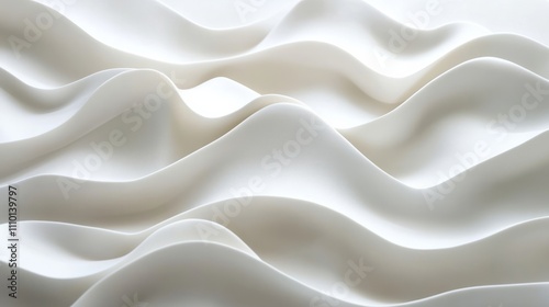 Abstract flowing white waves with subtle shadows, adding dimension to an all-white background