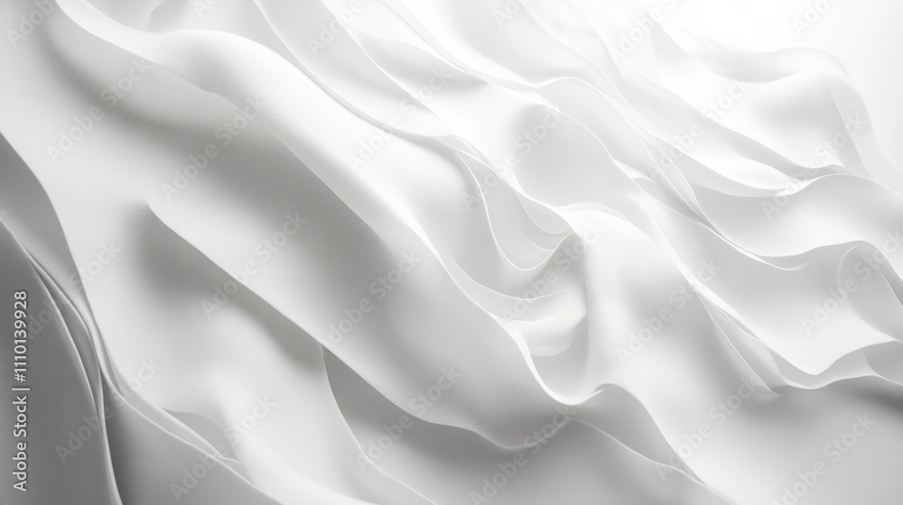 Fototapeta premium Abstract flowing white waves with subtle shadows, adding dimension to an all-white background