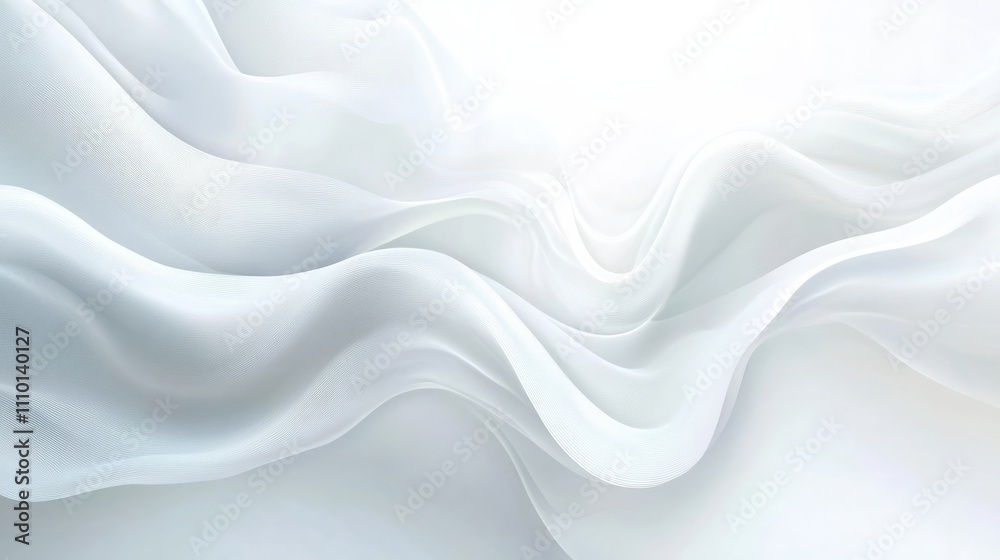 Obraz premium Abstract flowing white waves with subtle shadows, adding dimension to an all-white background