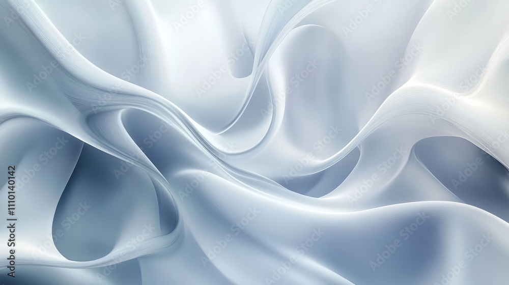 Obraz premium Abstract flowing white waves with subtle shadows, adding dimension to an all-white background