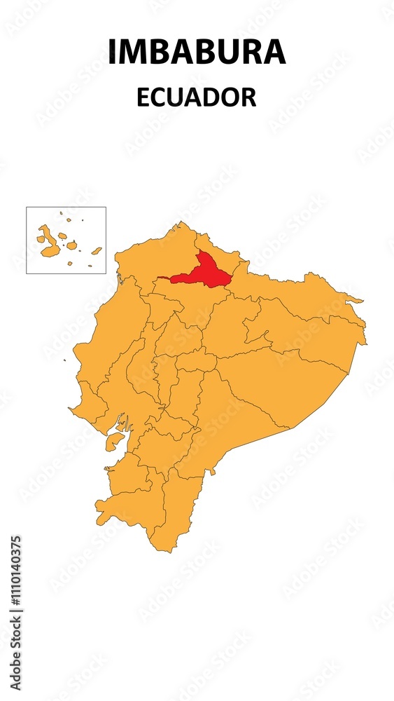 Obraz premium Imbabura Map is highlighted on the Ecuador map with detailed state and region outlines.