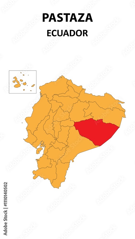 Obraz premium Pastaza Map is highlighted on the Ecuador map with detailed state and region outlines.